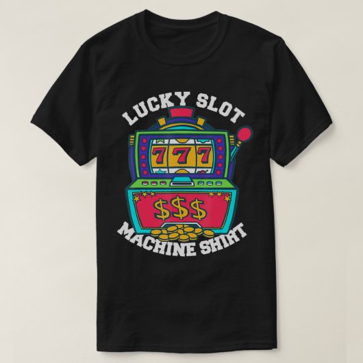 Lucky Slot Machine T-shirt Casino Las Vegas Gambli (Design voorkant)