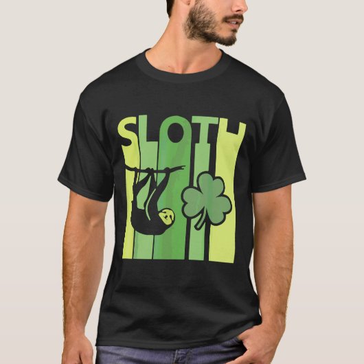 Lucky Sloth St Patrick S Day  Retro S T-shirt (Voorkant)