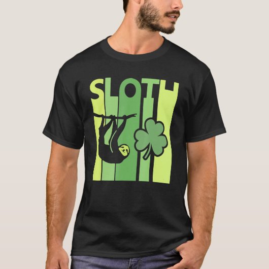 Lucky Sloth St Patrick's Day Irish Retro S T-shirt (Voorkant)