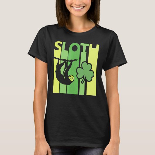 Lucky Sloth St Patrick's Day Irish Retro S T-shirt (Voorkant)