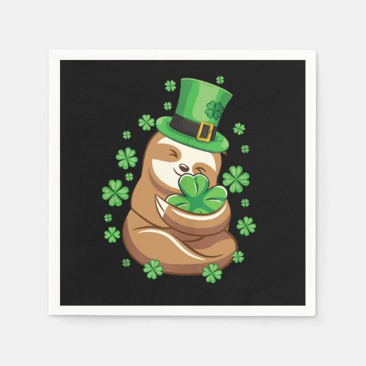 Lucky Sloth St Patricks Day Leprechaun Pet Shamroc Servet (Voorkant)