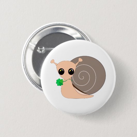 Lucky Snail met Clover-Button Ronde Button 5,7 Cm (Voorkant /achterkant)