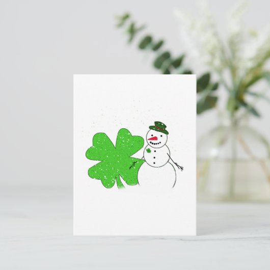 Lucky Snowman Briefkaart (Staand voorkant)