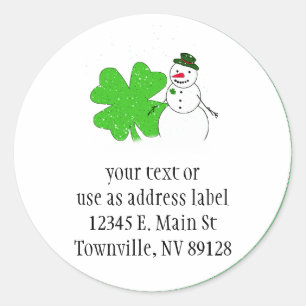 Lucky Snowman Ronde Sticker