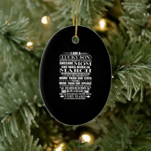 Lucky Son opgevoed door een Geweldige mam cadeau v Keramisch Ornament