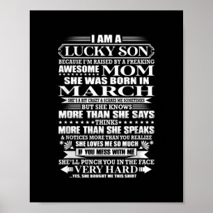 Lucky Son opgevoed door een Geweldige mam cadeau v Poster