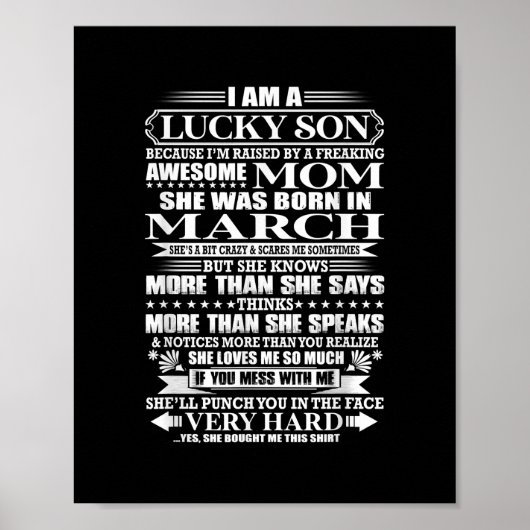 Lucky Son opgevoed door een Geweldige mam cadeau v Poster (Voorkant)