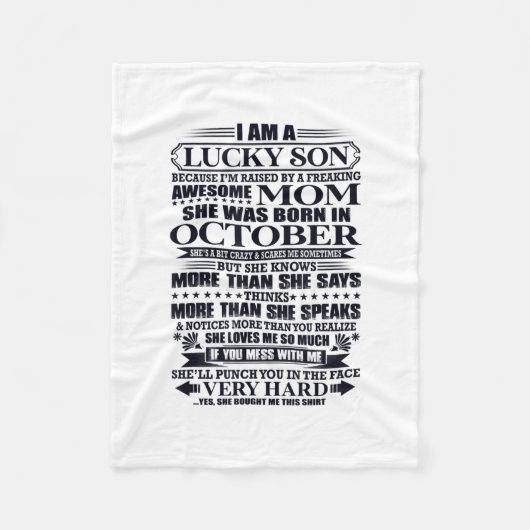 Lucky Son opgevoed door een Geweldige mam die zich Fleece Deken (Voorkant)