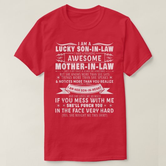 Lucky SonInLaw of Moeder in Law Funny Moeder van d T-shirt (Design voorkant)