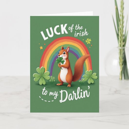 Lucky Squirrel Ierse Charme Kaart (Voorkant)