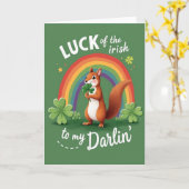 Lucky Squirrel Ierse Charme Kaart (Gele Bloem)