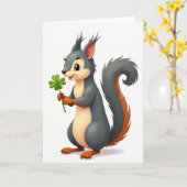 Lucky Squirrel Smile Kaart (Gele Bloem)