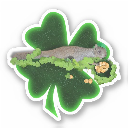 Lucky Squirrel St. Patrick's Day Sticker (Voorkant)