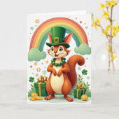 Lucky Squirrel Viering Kaart (Gele Bloem)