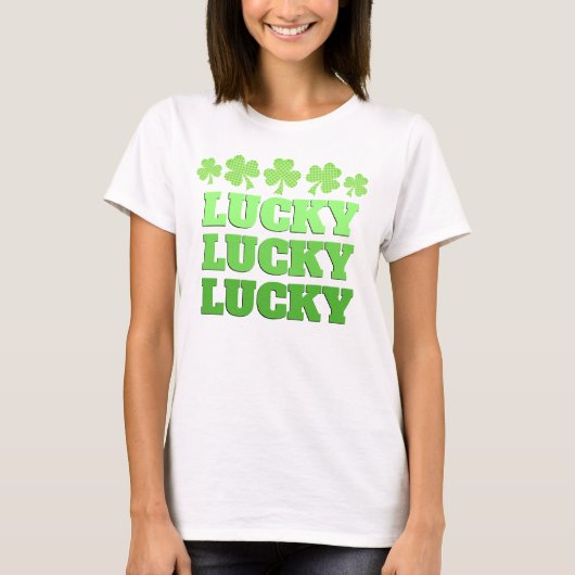 Lucky St. Patrick Day Lucky groene tekst T-shirt (Voorkant)