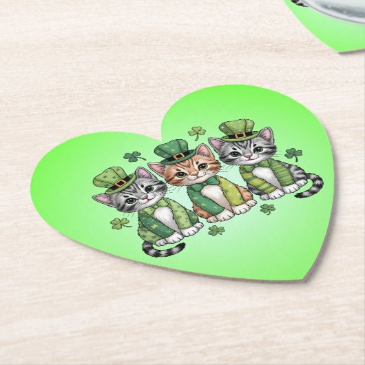 Lucky St. Patrick’s Day Kittens-47474 Kartonnen Onderzetters (Gekanteld)