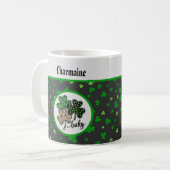Lucky St Patrick Shamrock Green Black Cat Print Koffiemok (Voorkant links)