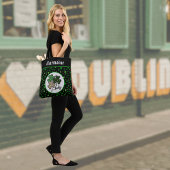 Lucky St Patrick Shamrock Green Black Cat Print   Tote Bag