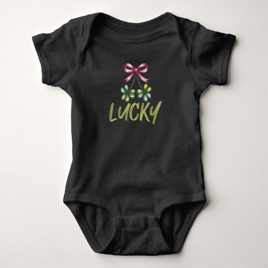 Lucky St Patrick's Coquette Strikje Romper (Voorkant)