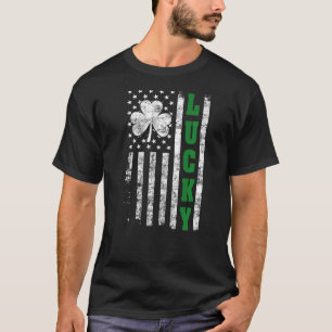 Lucky St Patrick's Day  Amerikaanse Vlag C T-shirt