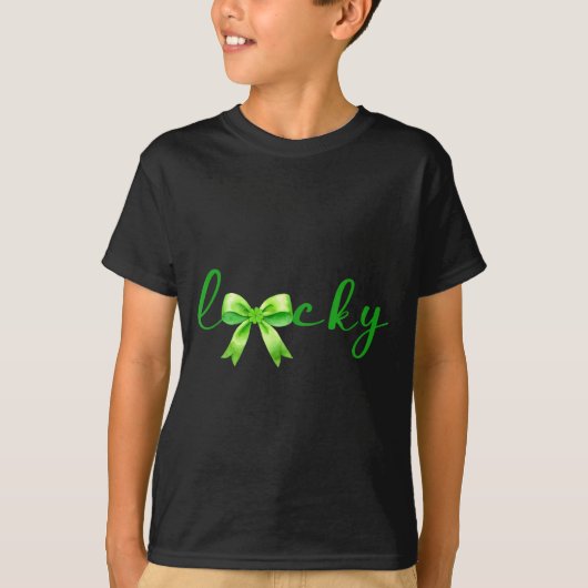 Lucky, St.patricks Day Coquette,shamrock Funny  T-shirt (Voorkant)