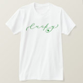 Lucky St. Patrick's Day Cute Green Script Shirt (Design voorkant)