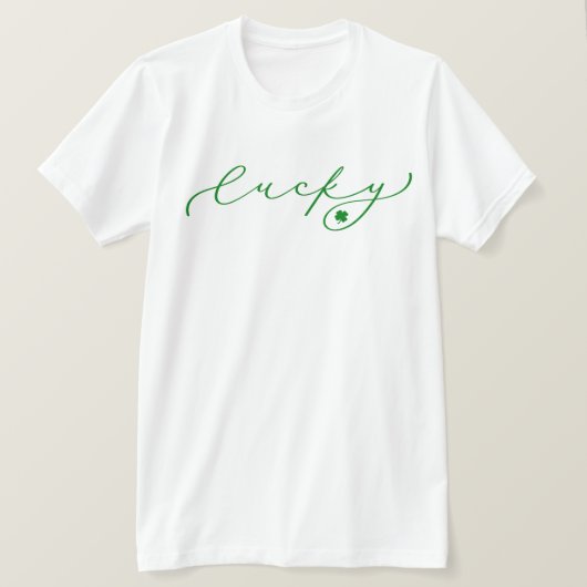 Lucky St. Patrick's Day Cute Green Script Shirt (Design voorkant)