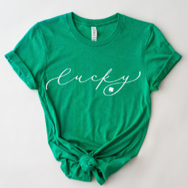 Lucky St. Patrick's Day Cute White Script Shirt