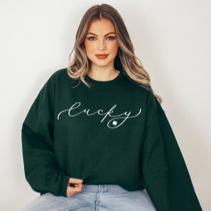 Lucky St. Patrick's Day Cute White Script Trui