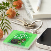 Lucky St. Patrick's Day Dog Sleutelhanger (Voorkant Rechts)