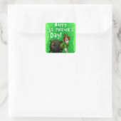 Lucky St. Patrick's Day Dog Vierkante Sticker (Tas)