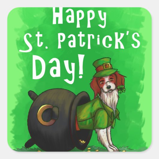 Lucky St. Patrick's Day Dog Vierkante Sticker (Voorkant)
