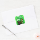 Lucky St. Patrick's Day Dog Vierkante Sticker (Envelop)