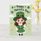 Lucky St Patricks Day Girl Card Kaart (Gele Bloem)