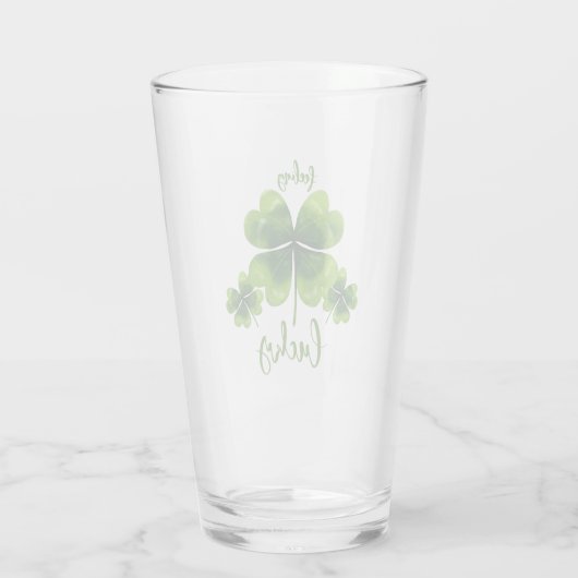 Lucky St Patrick's Day Glass met Shamrock Glas (Achterkant)