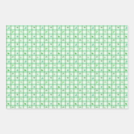 Lucky St Patricks Day Green Plaid Clover Inpakpapier Vel