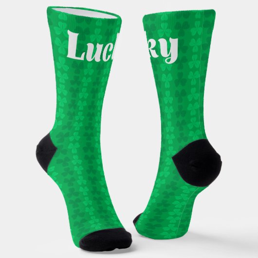 Lucky St. Patrick's Day Green Shamrock Pattern Sokken (Gebogen)