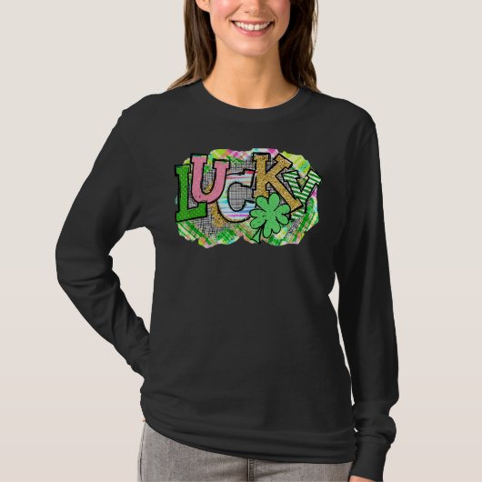 Lucky St. Patrick's Day Irish Green Lucky C Shamro T-shirt (Voorkant)