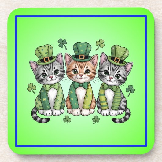 Lucky St. Patrick's Day Kittens-47474 Bier Onderzetter (Voorkant)