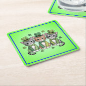 Lucky St. Patrick's Day Kittens-47474 Kartonnen Onderzetters (Schuin)