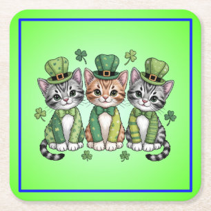 Lucky St. Patrick's Day Kittens-47474 Kartonnen Onderzetters