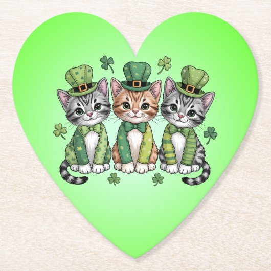 Lucky St. Patrick's Day Kittens-47474 Kartonnen Onderzetters (Voorkant)