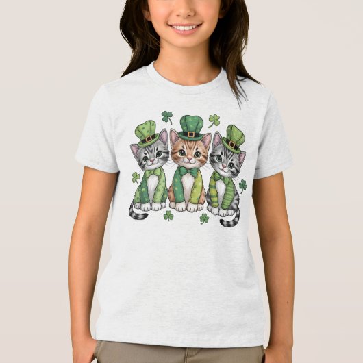 Lucky St. Patrick's Day Kittens-47474 Tri-Blend Shirt (Voorkant)