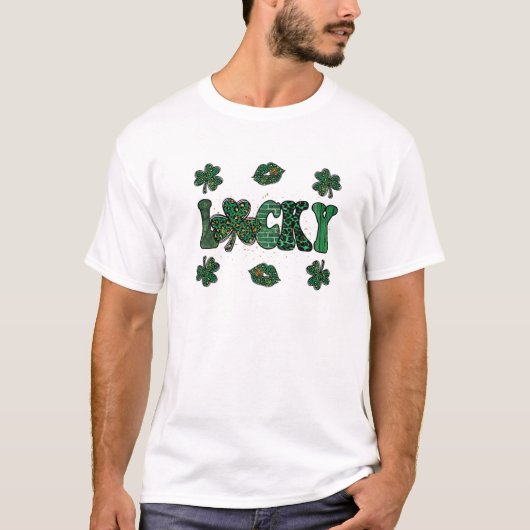 Lucky St. Patricks Day Lips T-shirt (Voorkant)