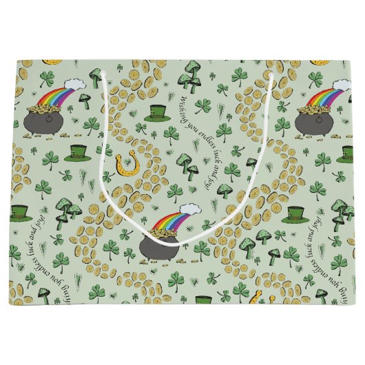 Lucky St Patricks Day Luck & Joy Groot Cadeauzakje (Voorkant)