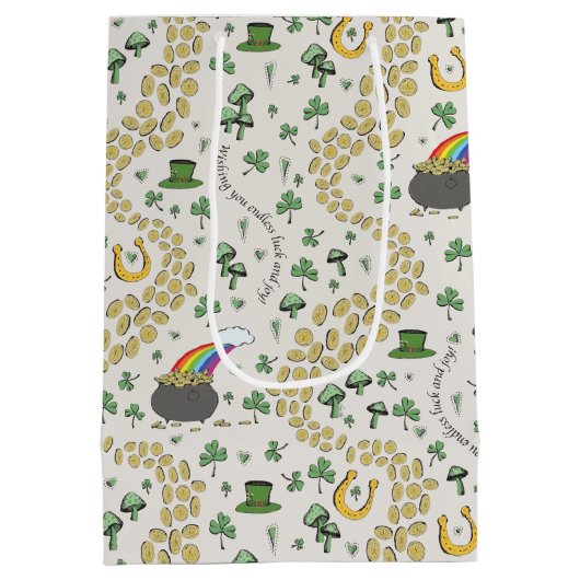 Lucky St Patricks Day Luck & Joy Medium Cadeauzakje (Achterkant)