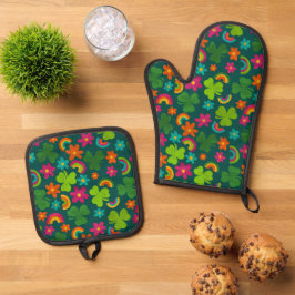 Lucky St. Patrick's Day Patterned Ovenwant & Pannenlap Set