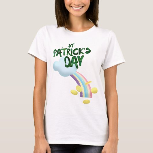 Lucky St Patrick's Day Rainbow & Gold T-shirt (Voorkant)
