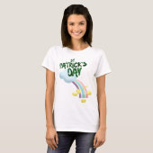 Lucky St Patrick's Day Rainbow & Gold T-shirt (Voorkant volledig)