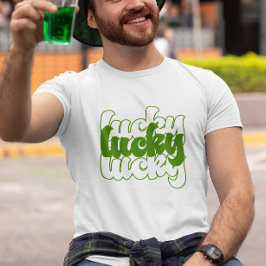 Lucky St Patrick's Day Retro 70's Mannen T-shirt